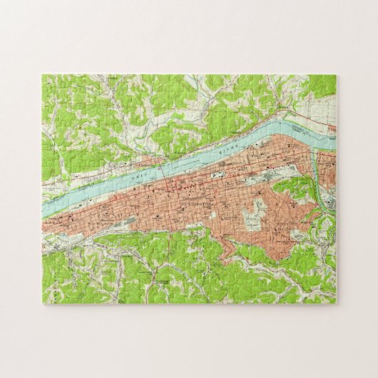 ハンティントンウェストヴァージニア(1957年)のヴィンテージの地図 ジグソーパズル (横)