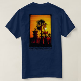 ハンティントンビーチの夕日のヤシの木 Tシャツ