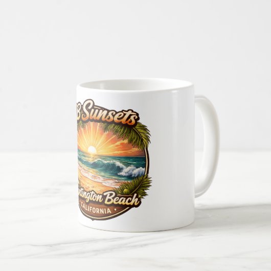 ハンティントンビーチの夕焼け コーヒーマグカップ (正面右)