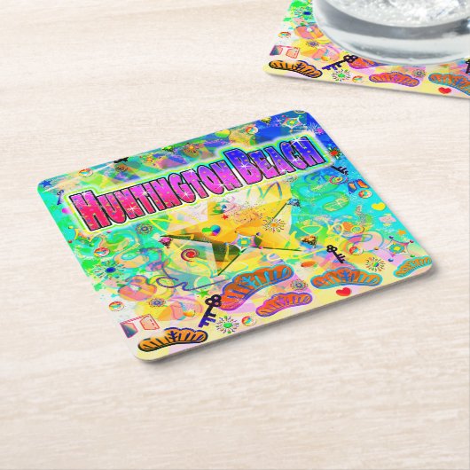 ハンティントンビーチエポックアワーコースター スクエアペーパーコースター (アングル)