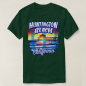 ハンティントンビーチカリフォルニアサーフシティCAサンセットb Tシャツ (デザイン正面)