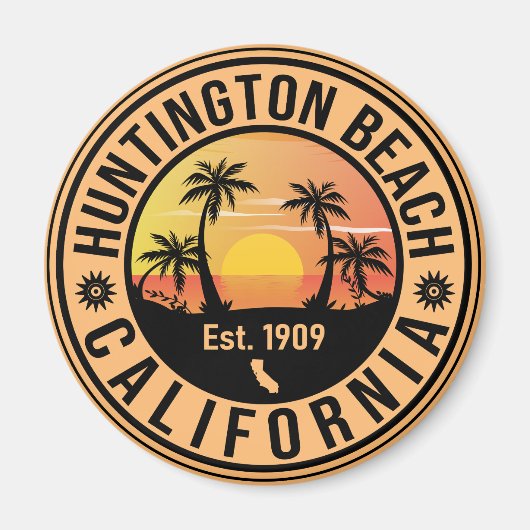 ハンティントンビーチカリフォルニアレトロサンセットデミディーズ マグネット (正面)