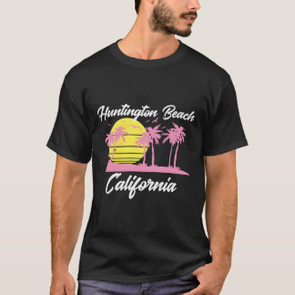 ハンティントンビーチカリフォルニアヴィンテージサンセットパームター Tシャツ