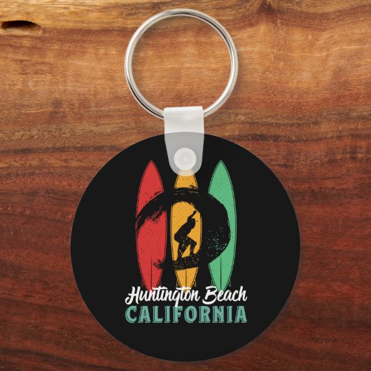 ハンティントンビーチカリフォルニアヴィンテージレトロサーフィン キーホルダー (正面)