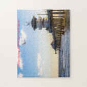 ハンティントンビーチカリフォルニア。クリスマスグリーティング ジグソーパズル (縦)