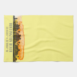 ハンティントンビーチシティシルエット キッチンタオル