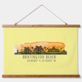 ハンティントンビーチシティシルエット 吊り下げ型タペストリー (正面)