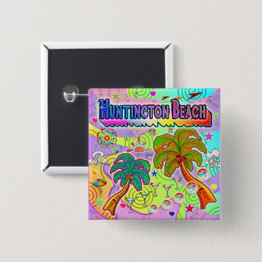 ハンティントンビーチバケーションターゲットボタン 缶バッジ (正面&裏面)