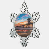 ハンティントンビーチピアアットサンセット スノーフレークピューターオーナメント (右)