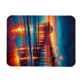 ハンティントンビーチピアカリフォルニアサンセット絵を描ズ マグネット (横)