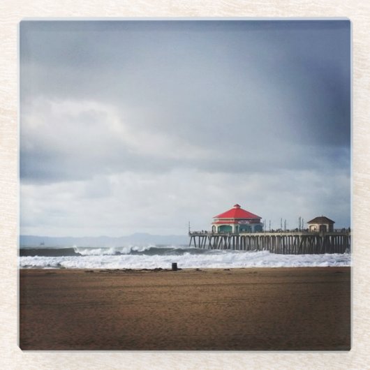 ハンティントンビーチピア、カリフォルニア州 ガラスコースター (正面)