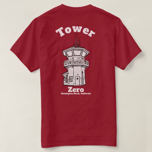 ハンティントンビーチ桟橋のライフガードタワーゼロ Tシャツ (デザイン裏面)