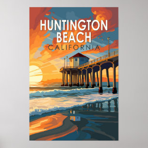 ハンティントンビーチ カリフォルニア 旅行 アート ヴィンテージ ポスター