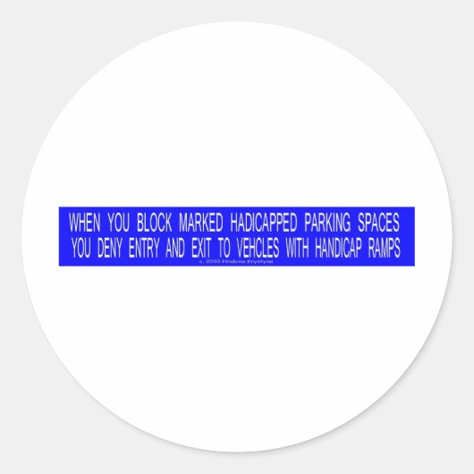 ハンディキャップの駐車場フレーズ2 ラウンドシール (正面)