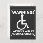 ハンディキャップ皮肉車椅子ミュージカル椅子 ポストカード (正面/裏面)