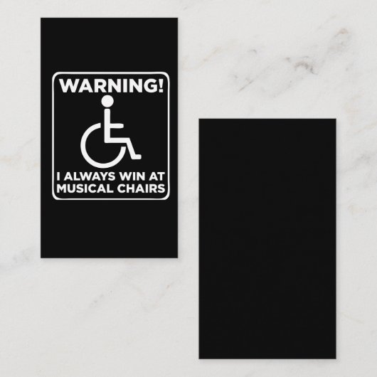 ハンディキャップ皮肉車椅子ミュージカル椅子 名刺 (正面/裏面)