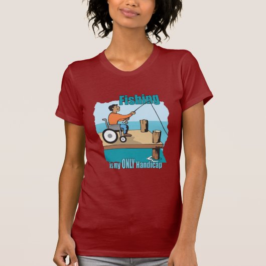 ハンディキャップ車いす魚釣り Tシャツ (正面)