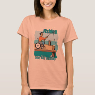 ハンディキャップ車いす魚釣り Tシャツ