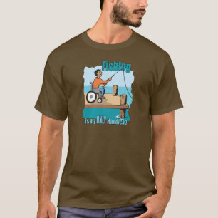 ハンディキャップ車いす魚釣り Tシャツ