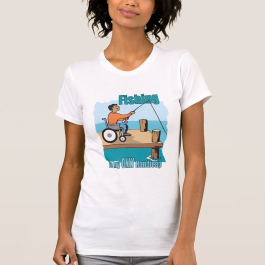 ハンディキャップ車いす魚釣り Tシャツ (正面)