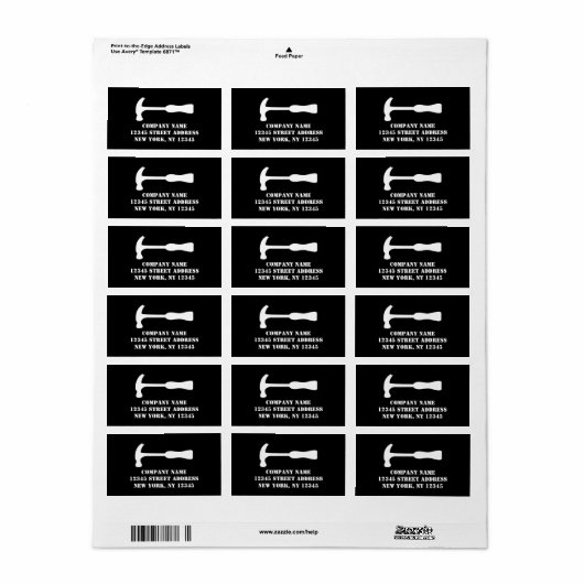 ハンディマンの住所 シールでハンマーのロゴが付いている ラベル (フルシート)