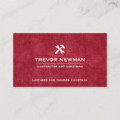 ハンディマンカーペンター建築グランジレッド 名刺 (正面)