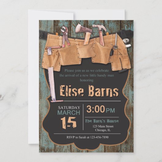 ハンディマンベビーシャワー招待状 招待状 (正面)