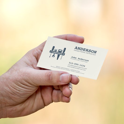 ハンディマンホームリペアカスタムビジネスINDIGOブルー 名刺