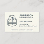 ハンディマンホーム修理ビジネスインディゴブルーカスタム 名刺 (正面)