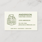 ハンディマンホーム修理ビジネスオリーブグリーンカスタム 名刺 (正面)