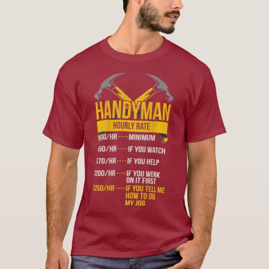 ハンディマン時給のおもしろい奇数ジョブ Tシャツ (正面)