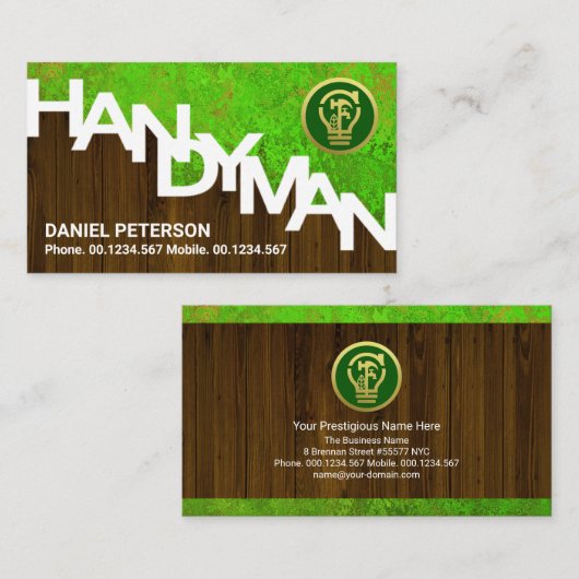 ハンディーマンサイネージオン木材フェンスグリーンガーデン 名刺 (正面/裏面)