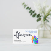 ハンディーマンツールモチーフ絵を描(ばちゃばちゃ)跳ねる 名刺 (スタンド正面)