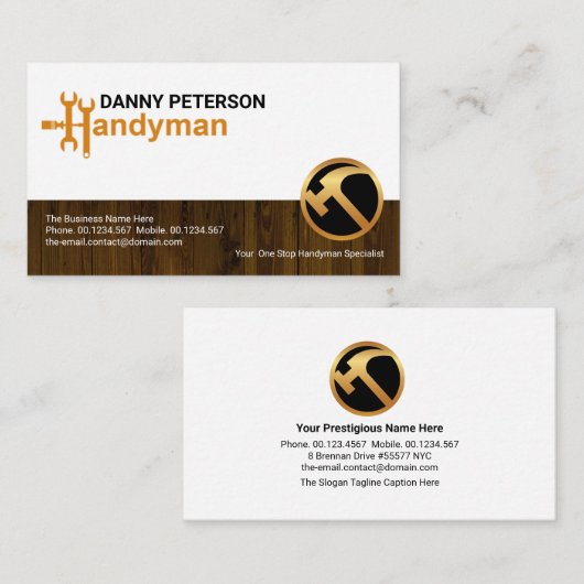 ハンデスタイリッシュィマンモチーフ木柵建築 名刺 (正面/裏面)