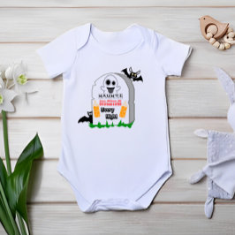 ハントおもしろいママ毎晩かわいいこうもり&ボトル ベビーボディスーツ