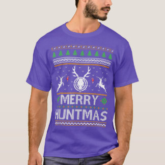 ハントマスメリーシカ狩り醜いクリスマスセーター Tシャツ
