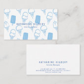 ハンドアイス絵を描クリームパターン青の名刺 名刺 (正面/裏面)