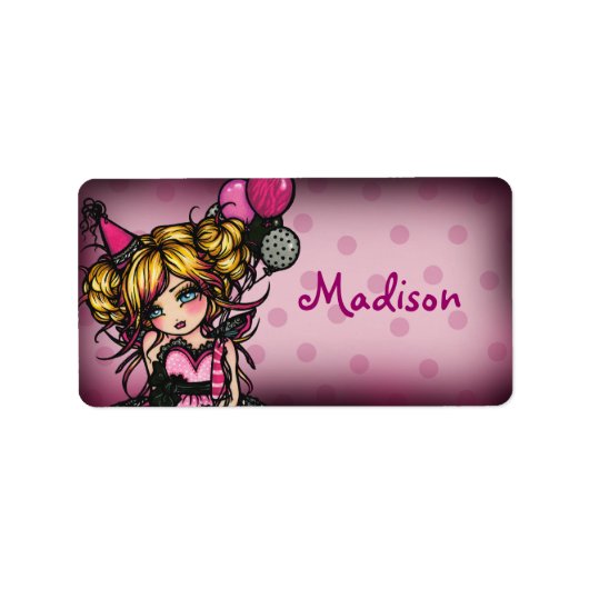 "ハンドアウト"招待状誕生日ガールラベルシール ラベル (正面)