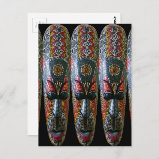 ハンドア絵を描フリカの部族マスク ポストカード (正面/裏面)