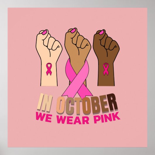 ハンドイン10月we衣服ピンクスクエア ポスター (正面)