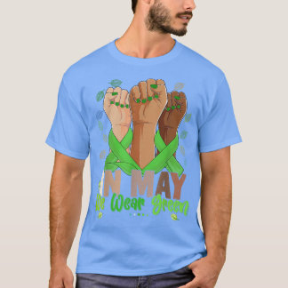 ハンドイン5月I衣服緑の心の健康 Tシャツ