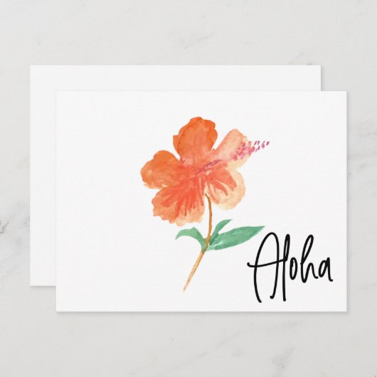 ハンドウォーターカラーハワイハイビスカスフローラムービング ポストカード (正面/裏面)