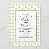 ハンドウォーターカラーレモンバンチシンプルブライダルシャワー 招待状 (正面/裏面)