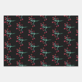 ハンドウォーター色の雪の結晶クリスマス白黒 ラッピングペーパーシート (正面2)