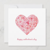 ハンドウォー絵を描タの色のバラハートバレンタインデー シーズンカード (正面)