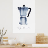 ハンドウォー絵を描タカラーヴィンテージモカコーヒーメーカー ポスター (キッチン)