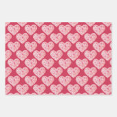 ハンドウォー絵を描ターカラーピンクローズハートバレンタイン ラッピングペーパーシート (正面2)