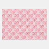 ハンドウォー絵を描ターカラーピンクローズハートバレンタイン ラッピングペーパーシート (正面)
