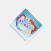 ハンドウォー絵を描ターカラーマジカルサンタクロース スタンダードカクテルナプキン (角)