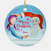 ハンドウォー絵を描ターカラーマジカルサンタクロース セラミックオーナメント (裏面)